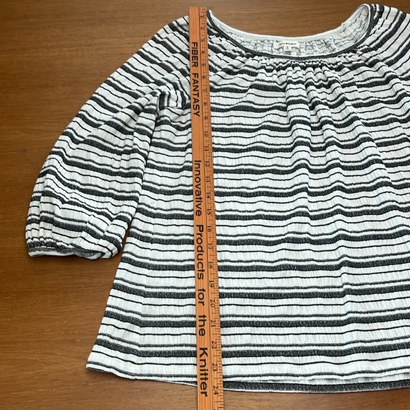 Max Studio Peasant Style Knit Top, Black & White Stripes, 3/4 Sleeves, Size S - Picture 9 of 13